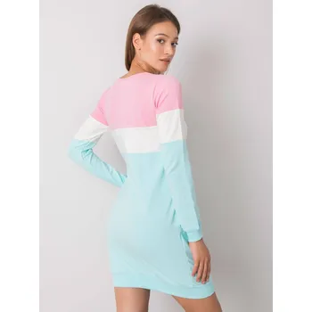 Dámská mikina Růžovo/ecru/mátová trojbarevná dlouhá dámská mikina s kapsami (5869) odstíny zelené S (36)