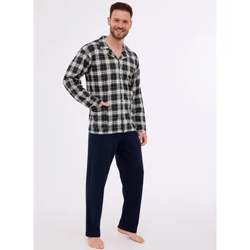 Pánské oblečení Cornette pyžamo 114/73 long/r M-2XL pánské pyžamo na zip grafit XXL