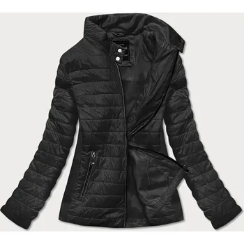 Tenká černá dámská bunda s látkovými vsadkami (RQW-7013) odstíny černé L (40)