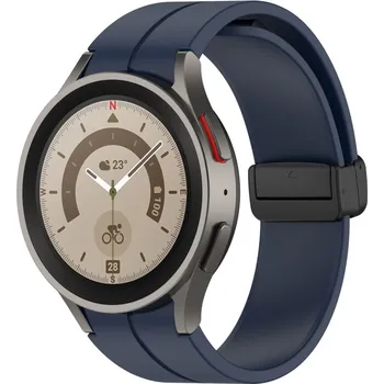Příslušenství k chytrým hodinkám eses Silikonový řemínek s magnetickou přezkou pro Samsung Galaxy Watch 4, 5, 6, 7 - Tmavě modrý