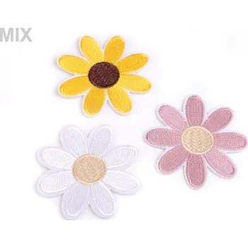 Textilní nažehlovací páska Velká nažehlovačka květ 8 cm - 5 růžová střední