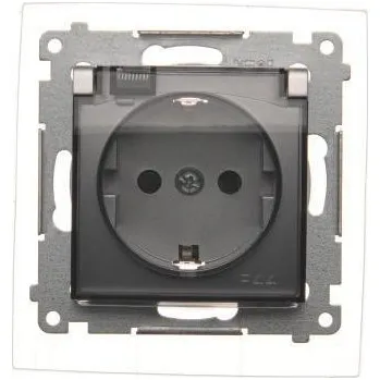 Elektrická zásuvka Simon DGSZ1BZ.01/43A Zásuvka jednonásobná s clonkami pro verzi IP44 typ schuko s těsněním rámečku, průhledně víčko pro rámečky N