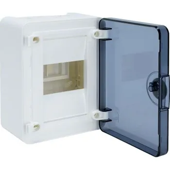 Rozvaděč Hager VS104TD Rozvodnice nástěnná Golf, IP40, 1-řadá, 4 moduly, transparentní dvířka