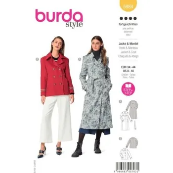 Volný čas Střih na dámský kabát a kabátek Burda 5984 -