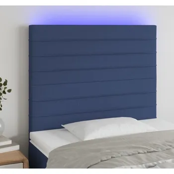 vidaXL Čelo postele s LED 80x5x118/128 cm textil [3122543] Barva: Modrá
