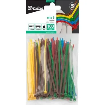 Stahovací páska Bradas TSM51125150 Stahovací pásky 2,5 x 150mm mix barev 100ks