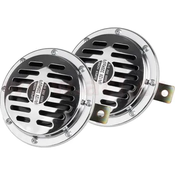 klakson chromový 12V, 110 dB, 125 mm, sada 2 ks
