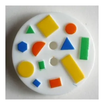 Knoflík Knoflík 221640 bílý barevné kostičky - Vzorovaná, 15 mm