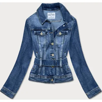 Světle modrá krátká džínová bunda s páskem (CK1914) odstíny modré S (36)