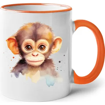 Keramický hrnek Opička, Barva Oranžová, Velikost 330 ml, Canvas Keramický hrnek s barevným uchem Bezvatriko.cz 2693
