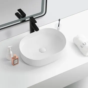 Umyvadlo Erga Indigo, umyvadlo na desku 700x370x135 mm, bílá lesklá, ERG-V03-9720C-WH