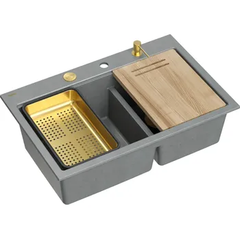 Granitový dřez Quadron Marc 120 dřez graniteq 76x50 cm šedá/grafitová/onyx HQC7650U5_PVDG1