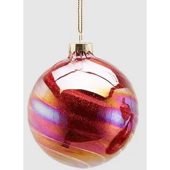 Vánoční ozdoba Vánoční skleněná ozdoba Vetro duhová červená 1ks, 8 cm - Koule