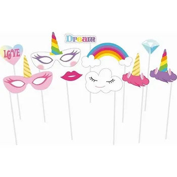 Party dekorace SADA DO FOTOKOUTKU Duhový Jednorožec 10ks