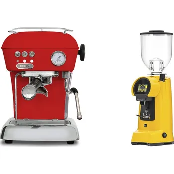 Kávovar Ascaso Dream ONE, Love Red + Eureka Helios 75, yellow