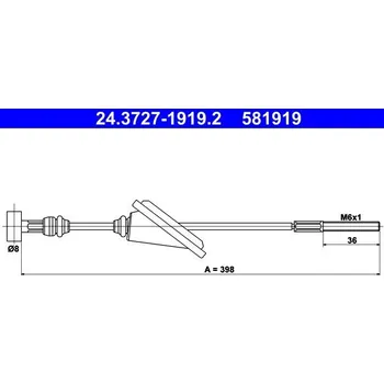 Lanko parkovací brzdy Tažné lanko, parkovací brzda ATE 24.3727-1919.2
