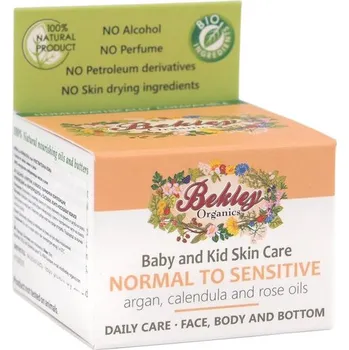 Pleťový krém BEKLEY ORGANICS Přírodní dětský krém pro normální a citlivou pokožku s arganem, měsíčkem lékařským a růží 30 ml