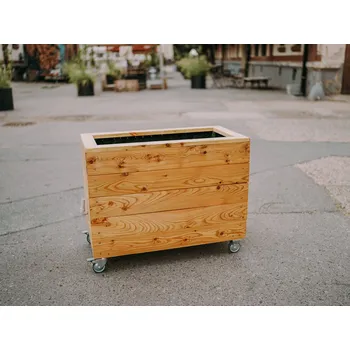 Květináč Kokoza Samozavlažovací záhon – malý, modřín, 66 x 45 x 72 cm Substrát: Ne, Naplnění a umístění zajistí: Integrační dílna Kokoza, Vnitřní část: Plastová nádoba