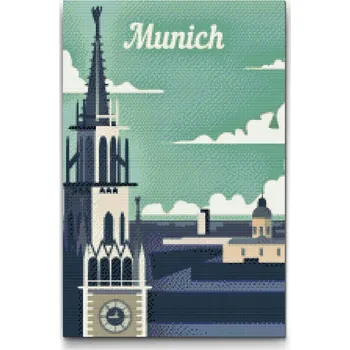 Diamantové malování Diamantové malování - Mnichov, Německo Velikost: 40x60cm, Rámování: Pouze srolované plátno, Diamanty: Kulaté