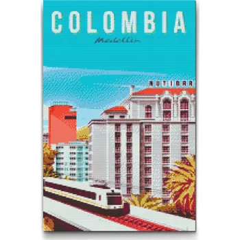 Diamantové malování Diamantové malování - Medellín, Kolumbie Velikost: 40x60cm, Rámování: Pouze srolované plátno, Diamanty: Kulaté