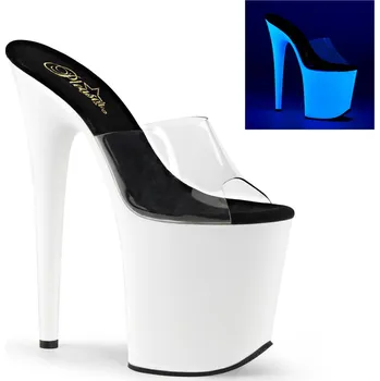 Dámské erotické boty Pleaser Flamingo-801UV Clr/Neon Wht Velikost 40