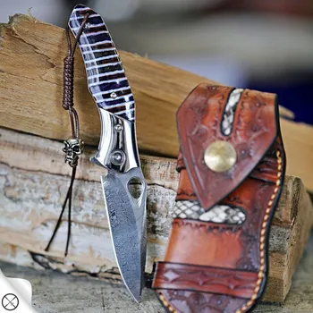 Zavírací lovecký nůž Dellinger Glasbrint RWL-34 Powder s mamutí fosilií + Sleva 300,- Kč s kódem "DELI300"