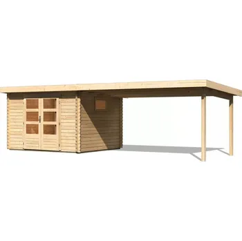Zahradní stavba KARIBU HOLZTECHNIK dřevěný domek KARIBU TRITTAU 3 + přístavek 440 cm (10049) natur LG4187