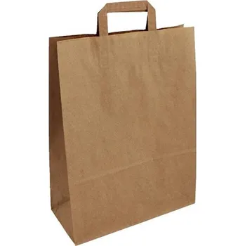 Dárková taška Taška papírová, 22 x 28 x 10cm, ploché ucho, hnědá