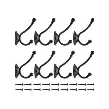 Věšák 8 kusů - Háček na kabáty - černé