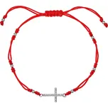 Kabbalah červený náramek proti uhranutí stříbrný křížek se zirkony 13022.3