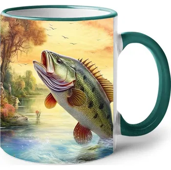 Keramický hrnek s rybou 4, Barva Zelená, Velikost 330 ml, Canvas Keramický hrnek s barevným uchem Bezvatriko.cz 2726