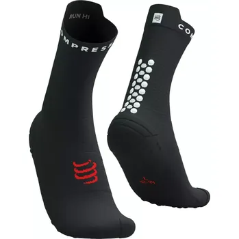 Pánské ponožky COMPRESSPORT Cyklistické ponožky klasické - PRO RACING V4.0 RUN HIGH - černá/bílá