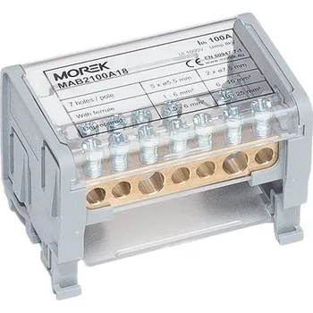 Distribuční blok MOBLOCK MAB 100A-7 (2 pól), 2x25+7x6mm2 MOREK MAB2100A18