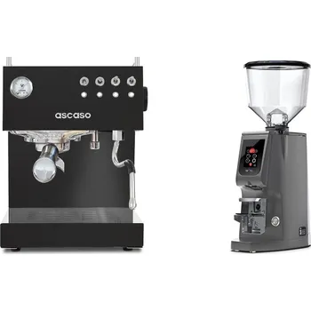Kávovar Ascaso Steel DUO, Black + Eureka Atom W 75, grey