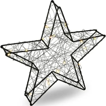 Vánoční světelná dekorace Vánoční kovová hvězda 30 x 29 x 5 cm, černá, 25 LED
