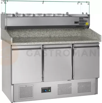 Chladicí pizza stůl s nástavbou | TEFCOLD, PT 1365 + VK33-140