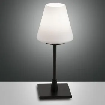 Lampička Fabas 3568-30-101 Lucy, dotyková stolní lampa černá/bílé sklo, 1x20W G9, výška 25cm