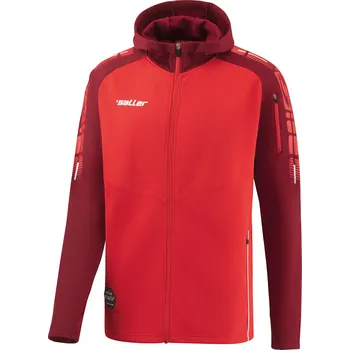 Saller X.72 Mikina s kapucí celopropínací BARVA: 173 tmavě červená-červená-bílá, Velikost: XXL Celopropínací sportovní mikina s kapucí z řady X.72