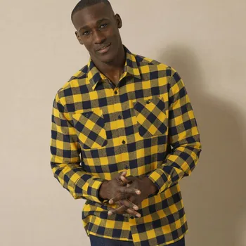 Dámská košile Flanelová kostkovaná košile žlutá/nám.modrá XL