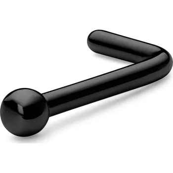 Piercing 6mm černý piercing zahnutá nosovka do L s kuličkou z chirurgické oceli - Lucleon