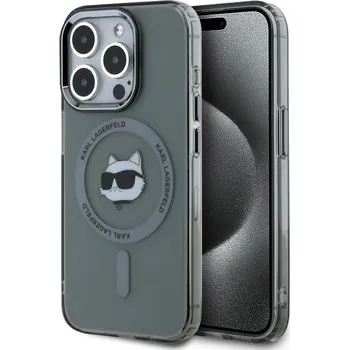 Pouzdro na mobilní telefon Karl Lagerfeld IML Choupette Head Metal Frame MagSafe Zadní Kryt pro iPhone 15 Pro Max Barva: Černá