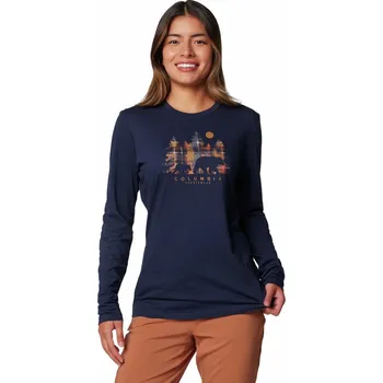 Dámské tričko Columbia Hidden Haven™ LS Tee W 1960003465 - collegiate navy/treehome plaid XS