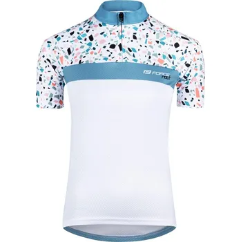 cyklistický dres cyklistický dres dámský FORCE ROCK LADY kr. rukáv bílo-tyrkysový - M