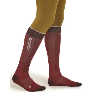 Pánské ponožky Pánské merino lyžařské ponožky ICEBREAKER Mens Ski+ Light OTC Mountain Contour, Port/Bittersweet/Snow velikost: 39-41,5 (S)