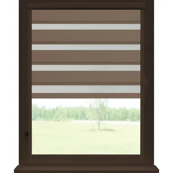 Roleta Dekodum Roleta den a noc v hnědé kazetě zatemňovací, barva látky Tmavě béžová Šířka (cm): 103, Výška (cm): Standardní (do 150 cm), Strana mechanismu: Levá