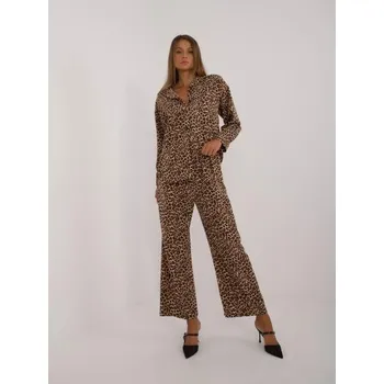 Dámský komplet s košilí maskáčový dvoudílný béžovo-černý