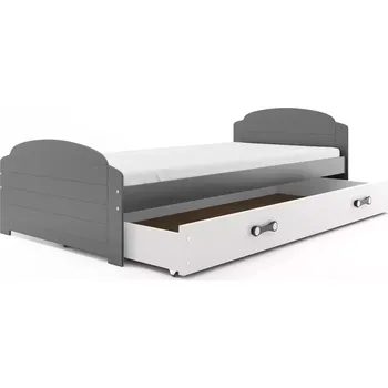 Postel BMS GROUP Dětská postel Lili - 1 osoba, 90x200 s úložným prostorem bez matrace – Grafit, Bílá