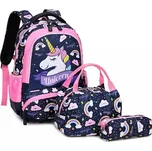 Meiso Dívčí školní batoh 3v1 Unicorn Magic Černo-růžový 16L Meisohua U02_pink