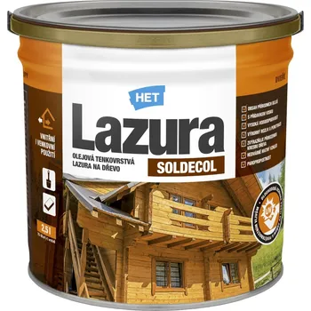 Lak na dřevo HET SOLDECOL Lazura syntetická olejová tenkovrstvá lazura na dřevo 2.5 l Bílá 10