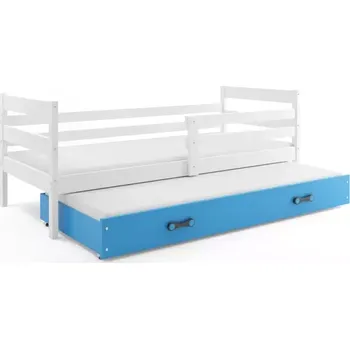 Postel BMS GROUP Dětská postel Eryk - 2 osoby, 80x190 s výsuvnou přistýlkou bez matrace– Bílá, Modrá